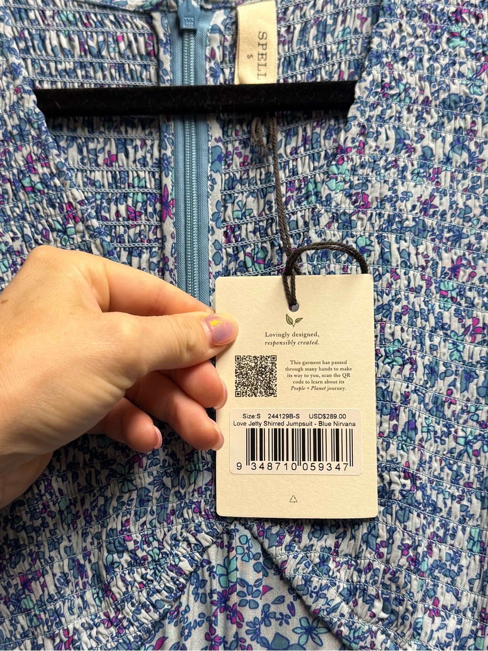 Spell Love Jetty Shirred Jumpsuit - Blue Nirvana - NWT - Picture 2 of 10